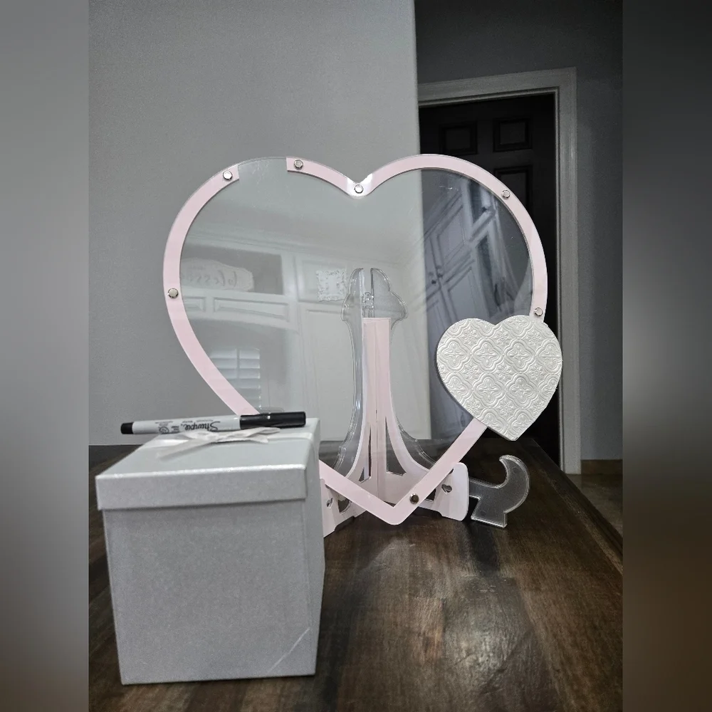 Large Heart-Shaped Pink and Pearl Guest Sign In